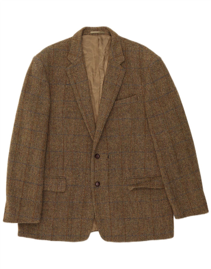 Мужской пиджак HARRIS TWEED на 2 пуговицах, Великобритания 44, 2XL, хаки, шерсть в клетку