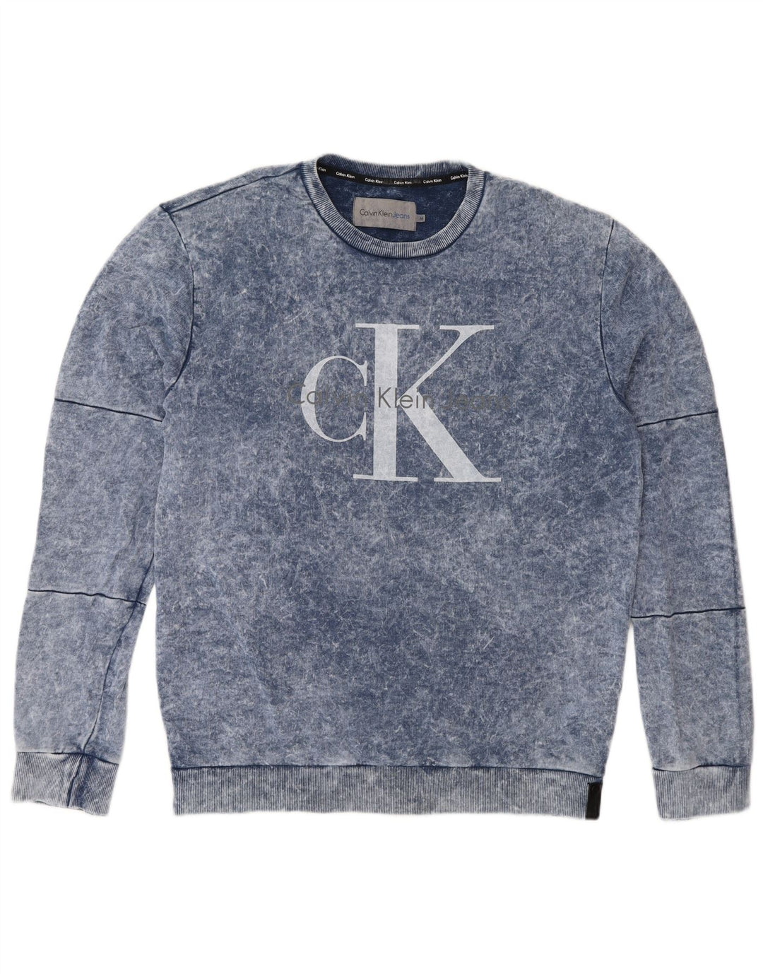 Calvin Klein Jeans Мужской свитшот с рисунком, джемпер, средний синий, хлопок