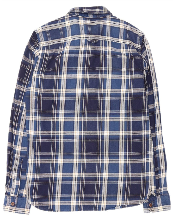 SUPERDRY Мужская фланелевая рубашка, маленькая синяя клетка, хлопок