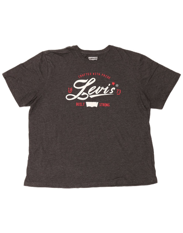 Мужская футболка с рисунком Levi's, топ 2XL, серый хлопок