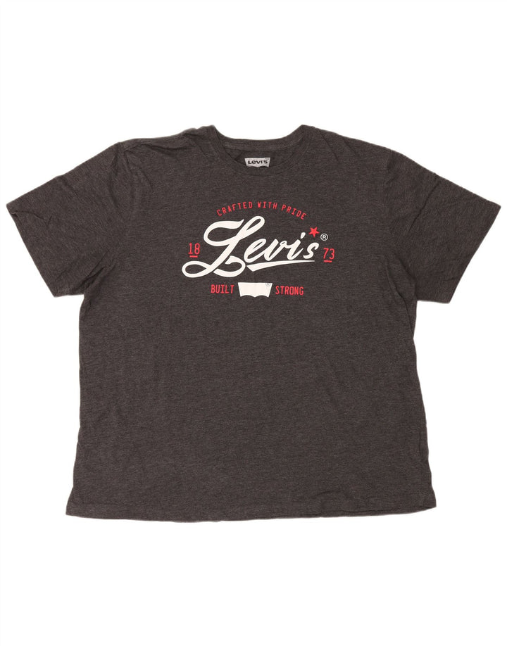 Мужская футболка с рисунком Levi's, топ 2XL, серый хлопок