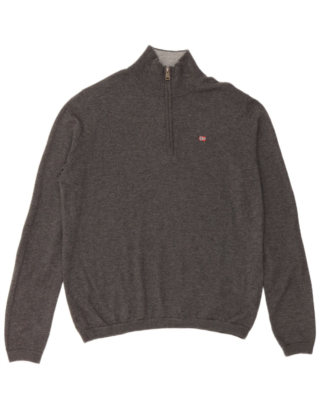 NAPAPIJRI Мужской джемпер с воротником на молнии с геометрическим рисунком, свитер среднего серого цвета из мериносовой шерсти