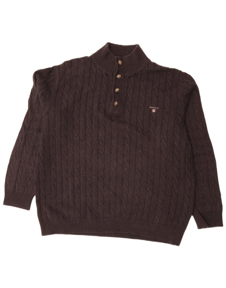 Мужской джемпер Gant на пуговицах, свитер 2XL, черный хлопок