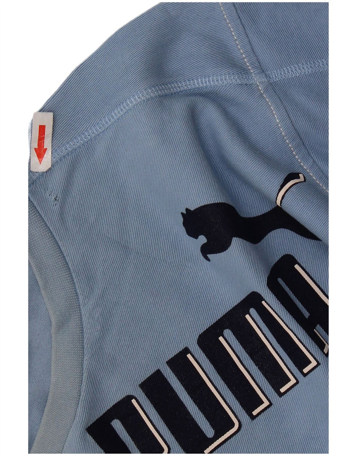 Мужской топ с рисунком PUMA, длинный рукав, синий хлопок, размер XL