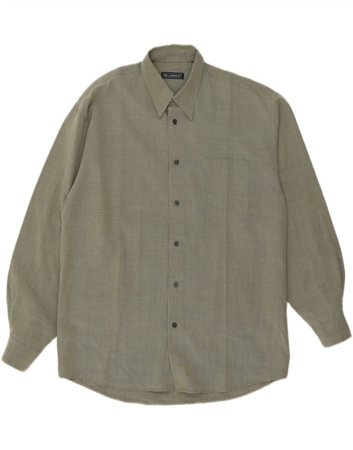 LERROS Mens Shirt Large Green Striped Viscose Vintage Lerros and Second-Hand Lerros from Messina Hembry 