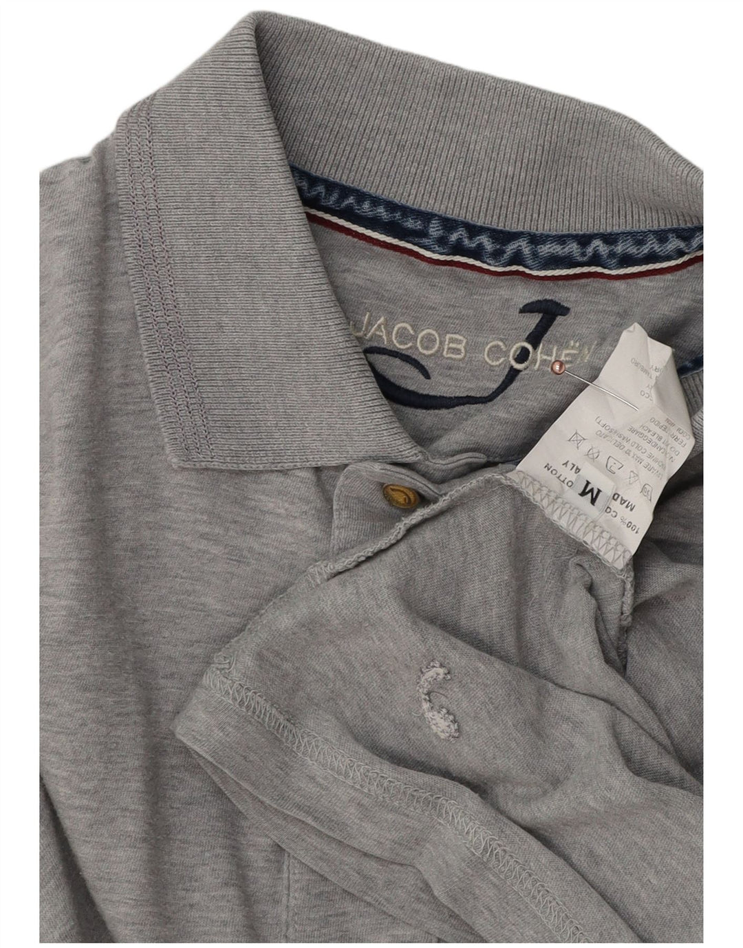 JACOB COHEN Мужская рубашка поло с длинным рукавом среднего серого цвета в крапинку, хлопок