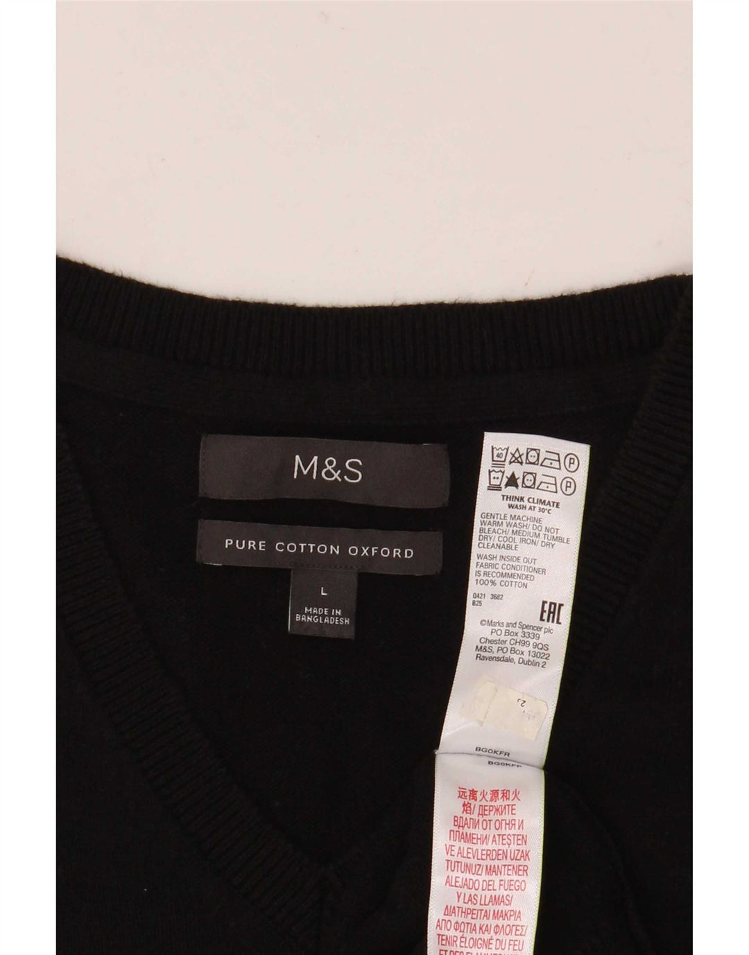 Мужская майка Marks & Spencer, большая черная хлопковая майка