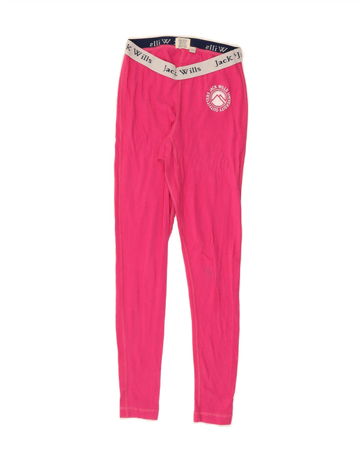JACK WILLS Womens Graphic Leggings UK 10 Small Pink Vintage Jack Wills and Second-Hand Jack Wills from Messina Hembry 