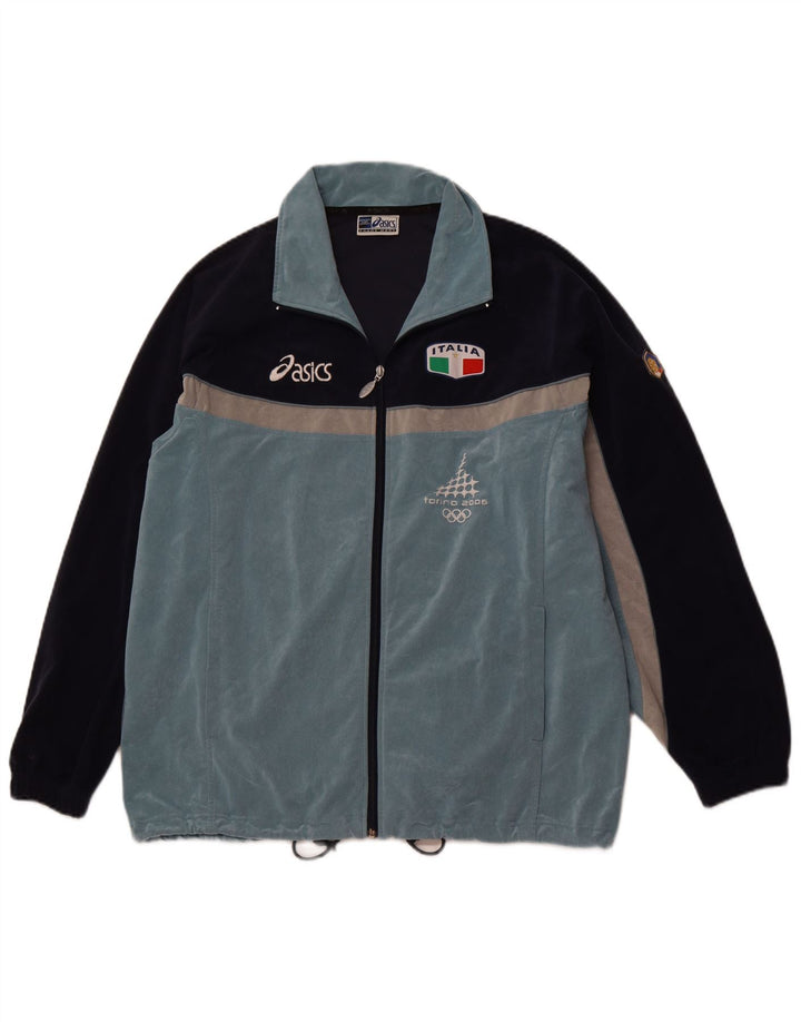 Мужской спортивный костюм ASICS, верхняя куртка, большая синяя спортивная куртка из полиэстера с цветными блоками