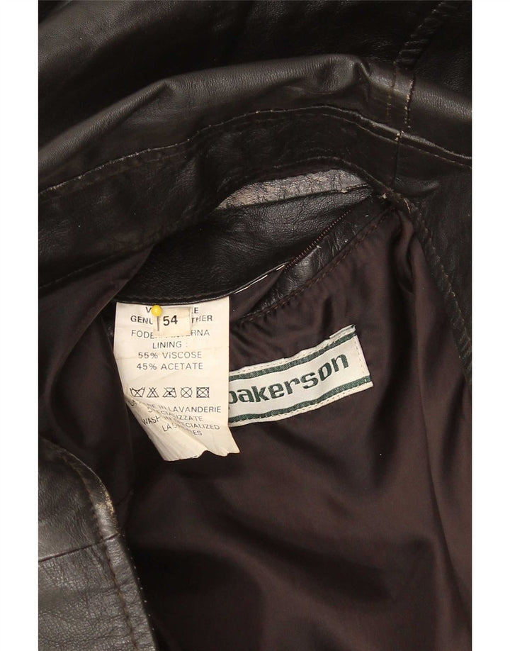 Винтажная мужская кожаная куртка IT 54 2XL Коричневая