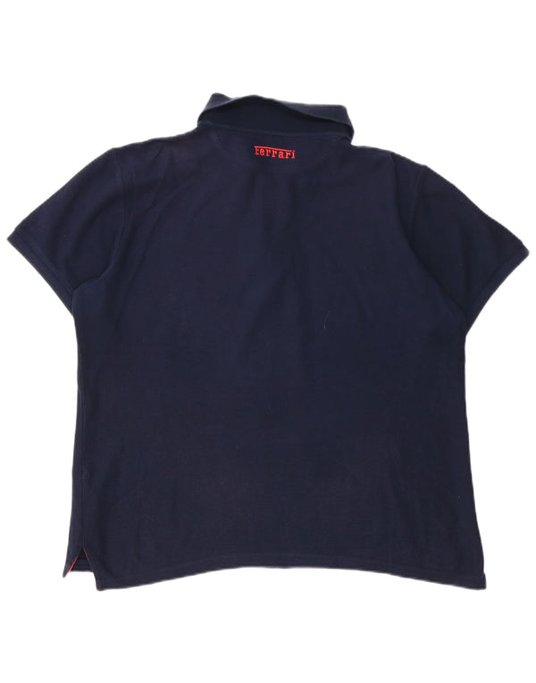 Ferrari Mens Polo Shirt Medium Navy Blue Cotton