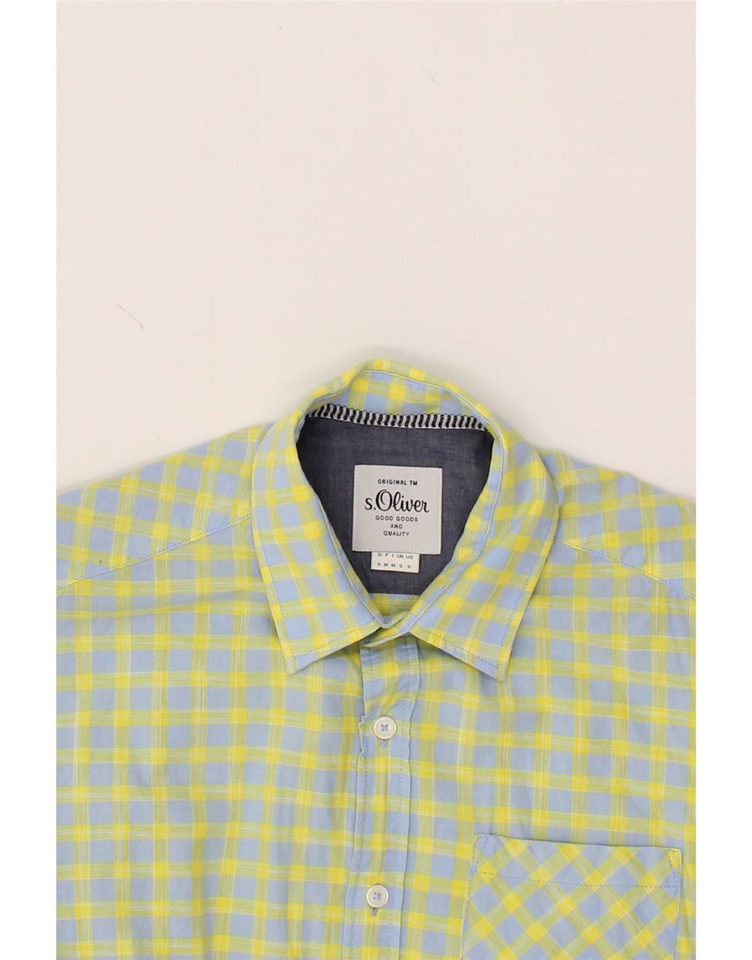 S.OLIVER Mens Short Sleeve Shirt Small Yellow Check Cotton Vintage S.Oliver and Second-Hand S.Oliver from Messina Hembry 