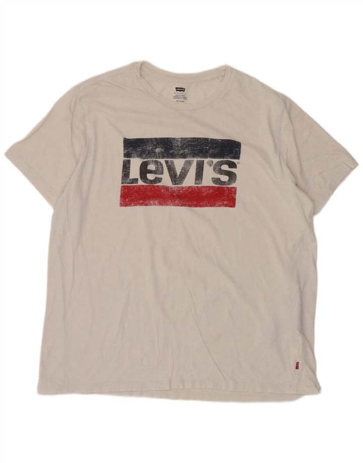 Мужская футболка с рисунком Levi's, топ XL, белый хлопок