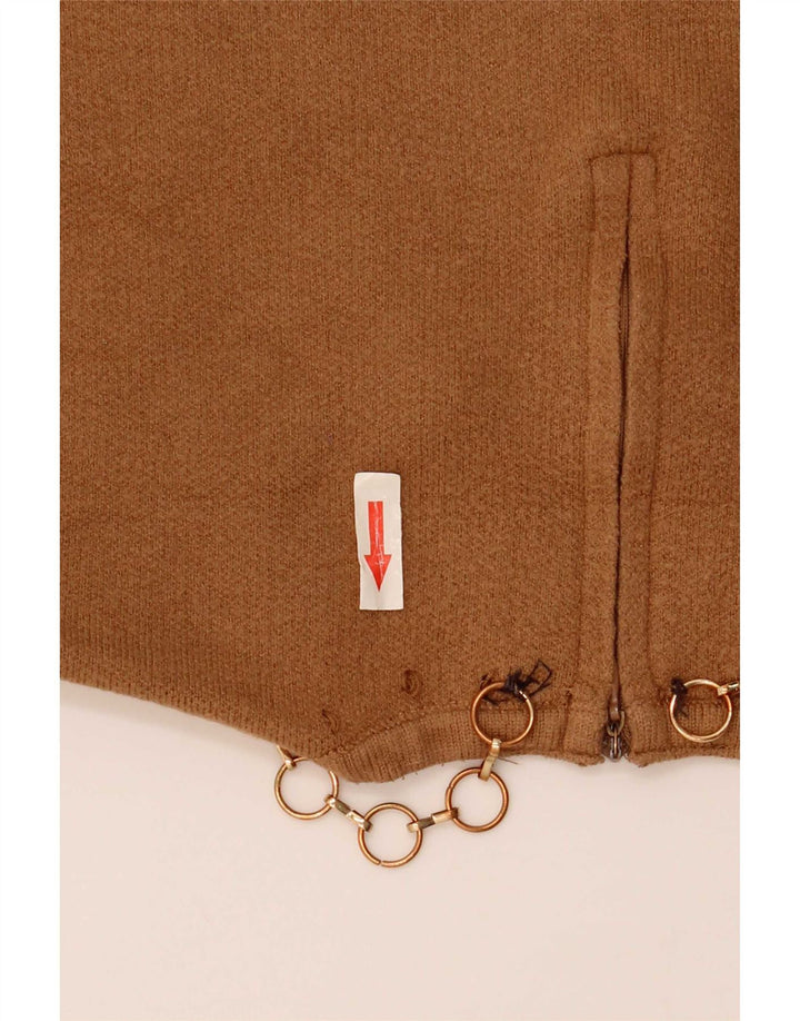 Женский укороченный топ с короткими рукавами Zara UK 12, средний коричневый цвет