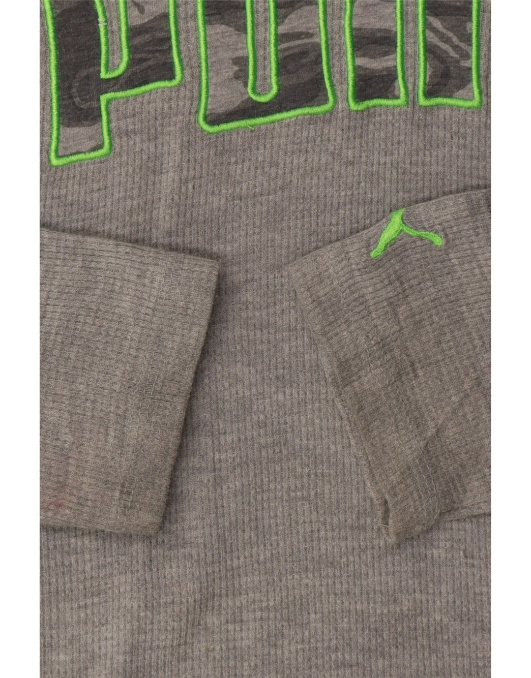 PUMA Boys Hooded Graphic Top Long Sleeve 9-10 Years Medium  Grey Cotton Vintage Puma and Second-Hand Puma from Messina Hembry 