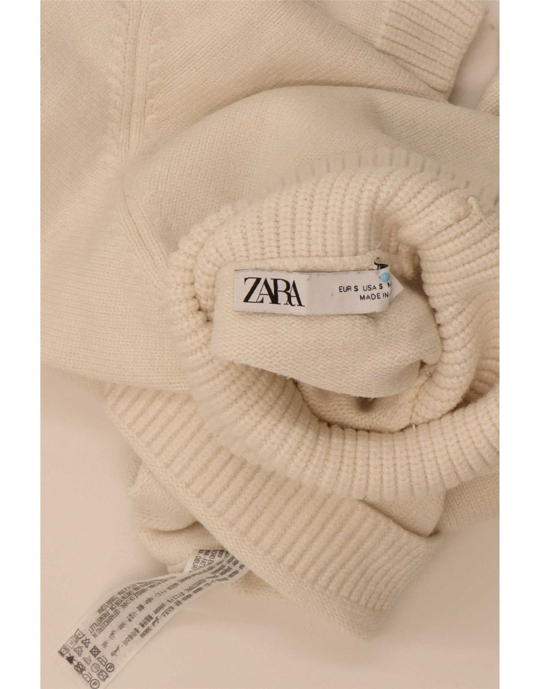 Женский укороченный свободный джемпер с высоким воротником Zara UK 10, маленький белый