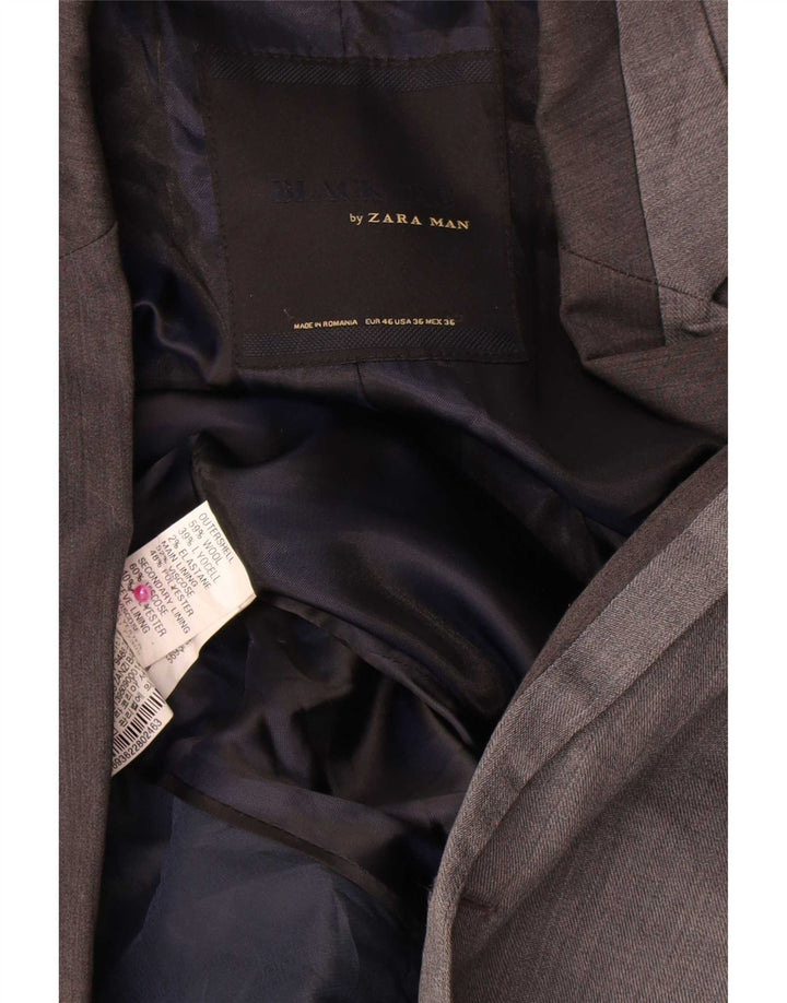 Мужской пиджак Zara на 2 пуговицах, Великобритания 38, средний серый, шерстяной