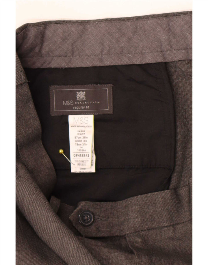Мужские костюмные брюки классического кроя Marks & Spencer W38 L31 серые из полиэстера