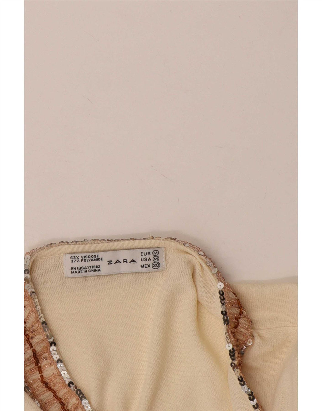 Женский топ Zara с длинным рукавом UK 12, средний бежевый, вискоза
