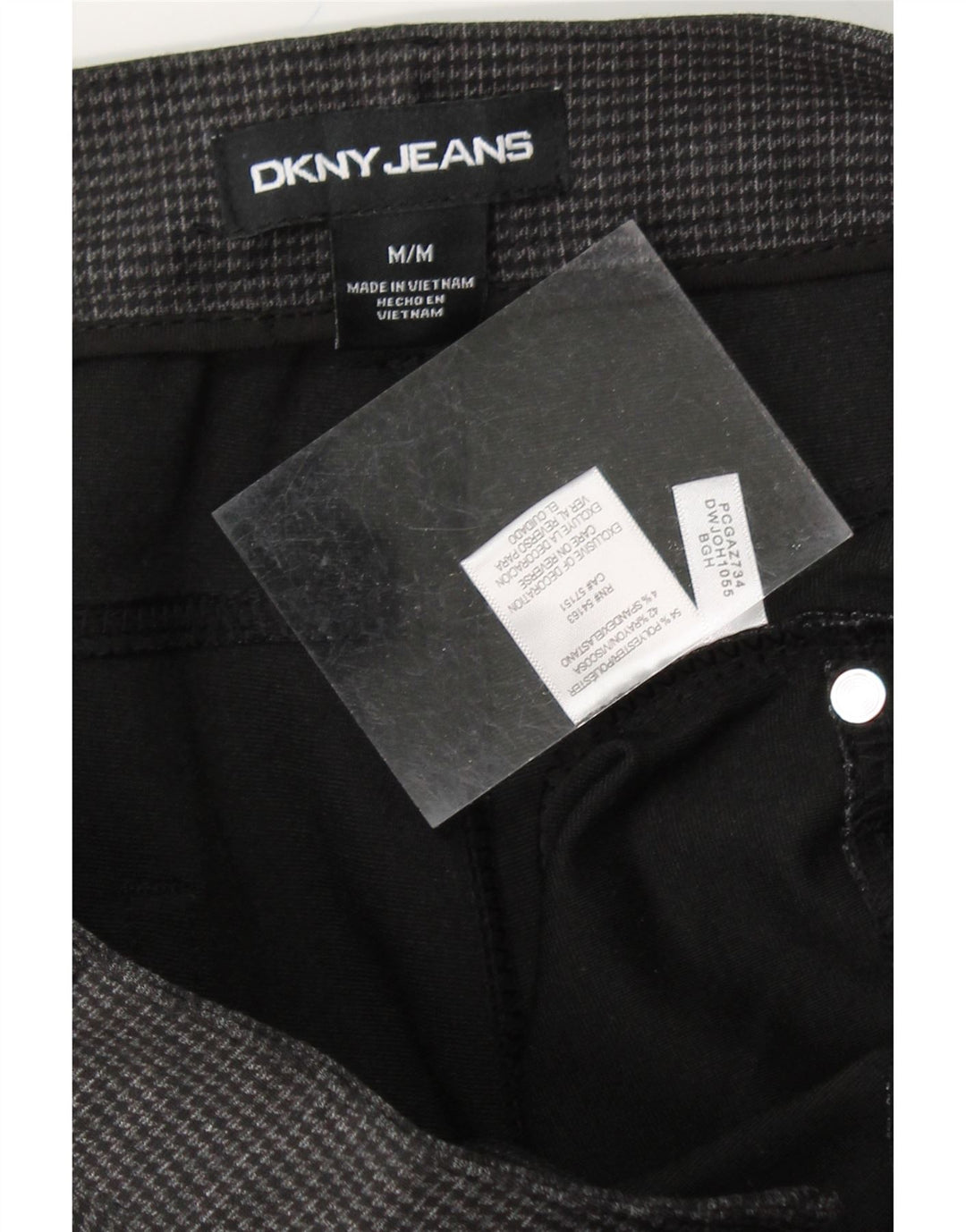 DKNY Womens Slim Casual Trousers Medium W30 L29 Grey Houndstooth Polyester Vintage Dkny and Second-Hand Dkny from Messina Hembry 