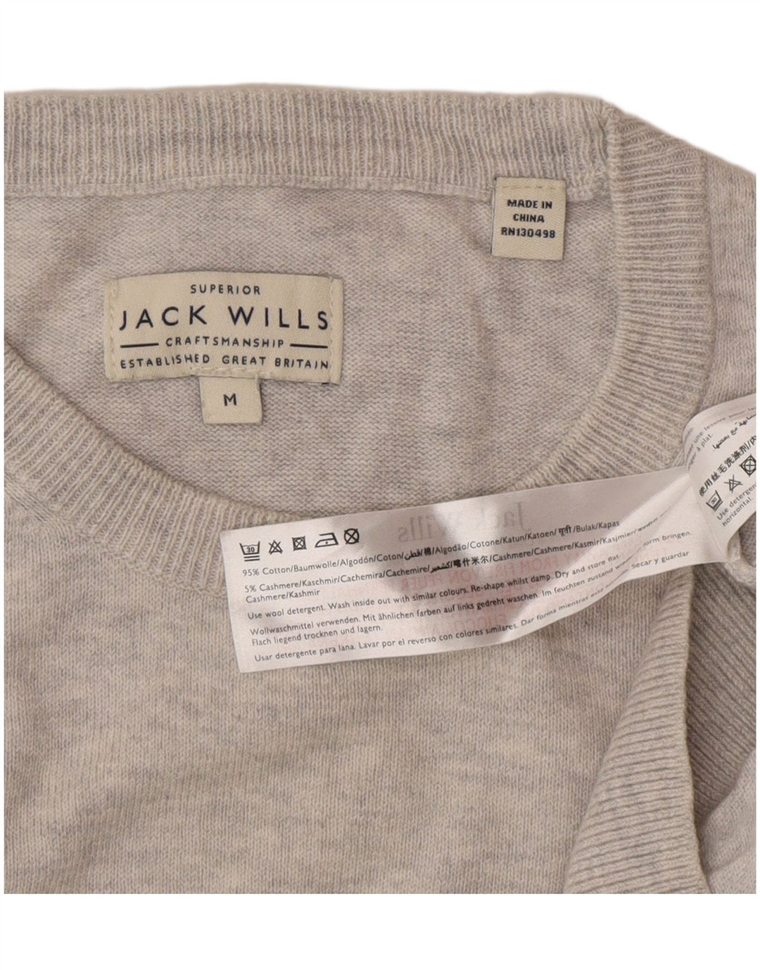 Мужской джемпер с круглым вырезом Jack Wills, хлопковый свитер среднего серого цвета