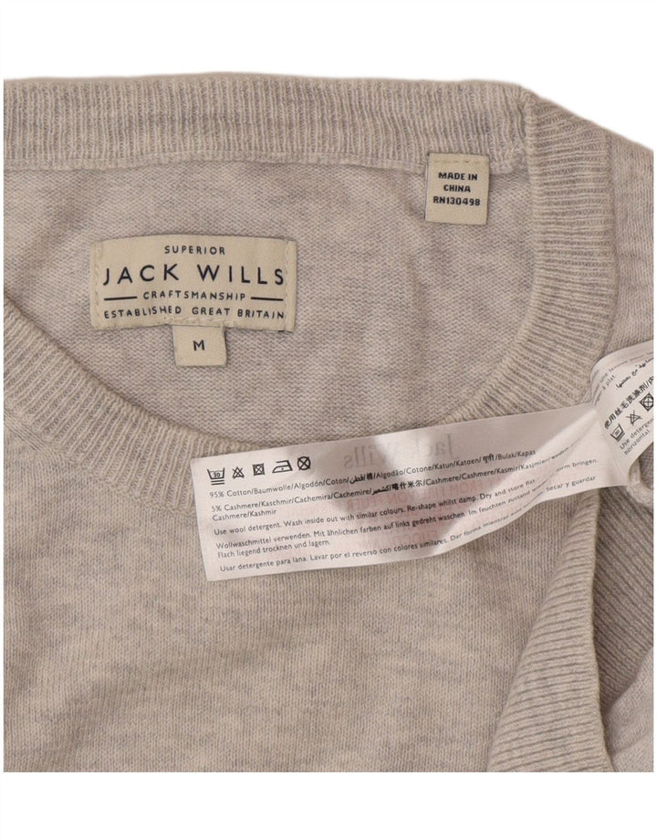 Мужской джемпер с круглым вырезом Jack Wills, хлопковый свитер среднего серого цвета