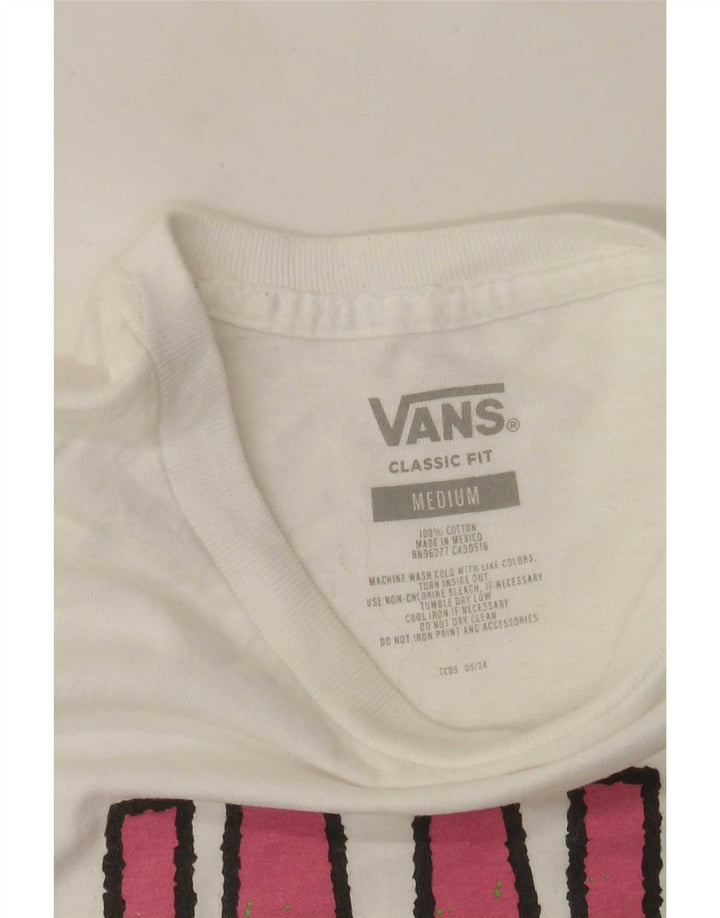 Мужская футболка классического кроя с рисунком Vans, хлопковый топ среднего размера, белый цвет