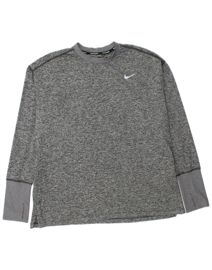Мужской топ Nike Dri Fit с длинным рукавом XL, серый полиэстер с крапинками