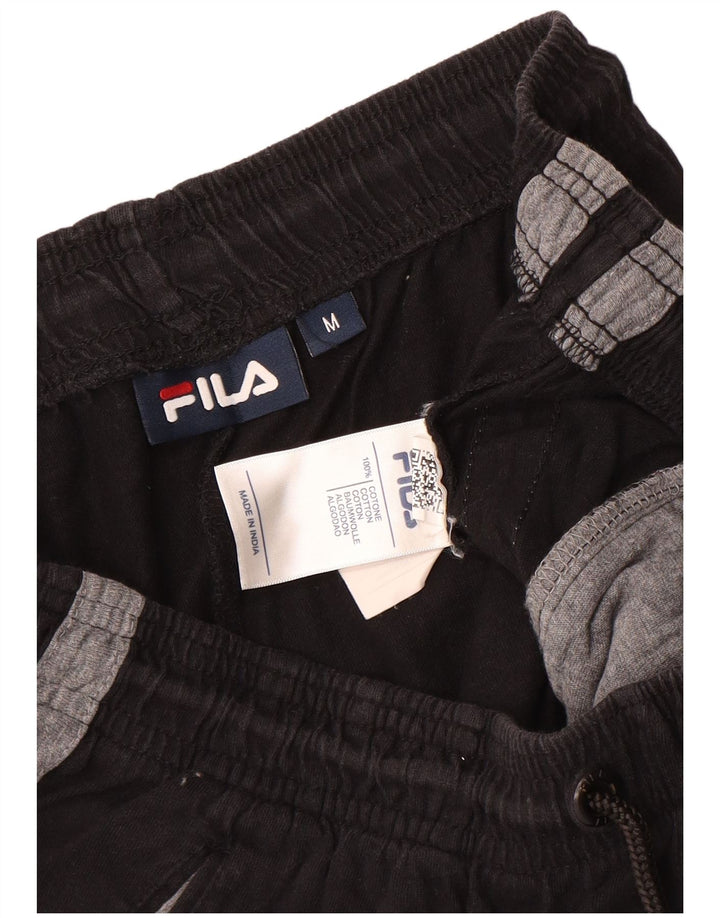 Мужские спортивные шорты Fila, средний черный, хлопок с цветными блоками