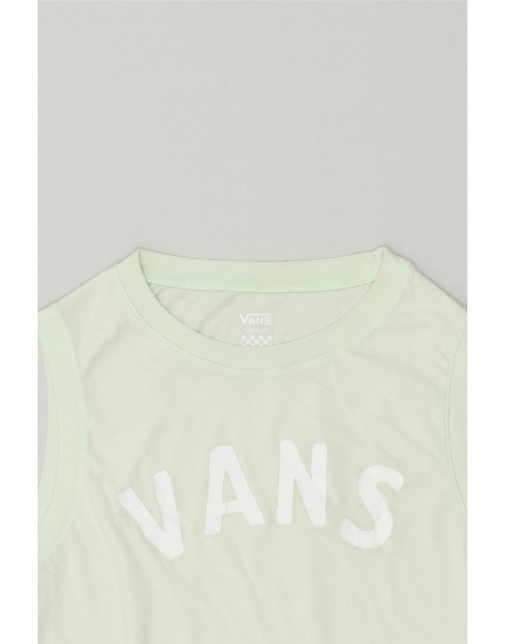VANS Womens Graphic Vest Top UK 10 Small Green | Vintage Vans | Thrift | Second-Hand Vans | Used Clothing | Messina Hembry 