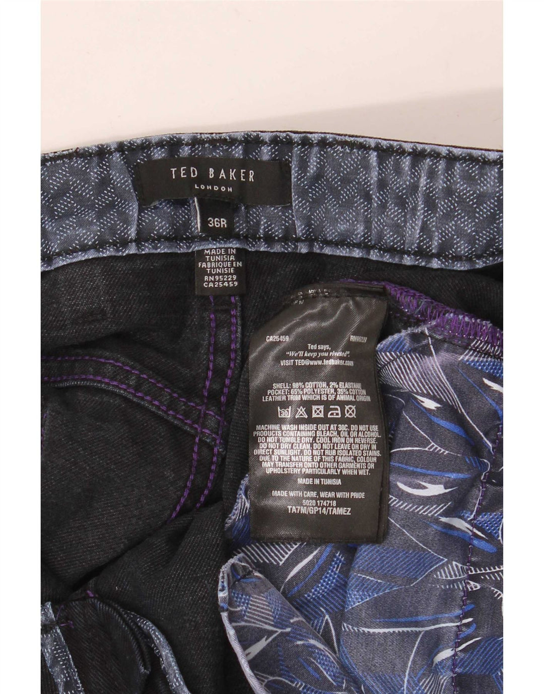Мужские узкие джинсы Ted Baker W36 L32 Темно-синие, хлопок