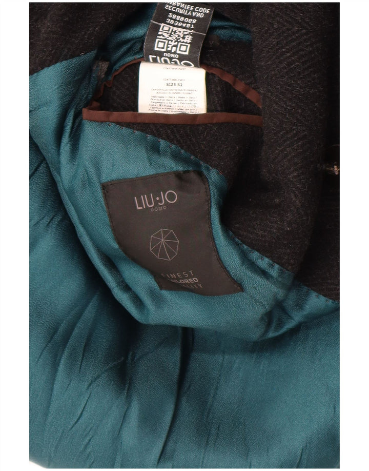 Мужское двубортное пальто Liu Jo IT 52 XL, черное, шерсть с узором «елочка»