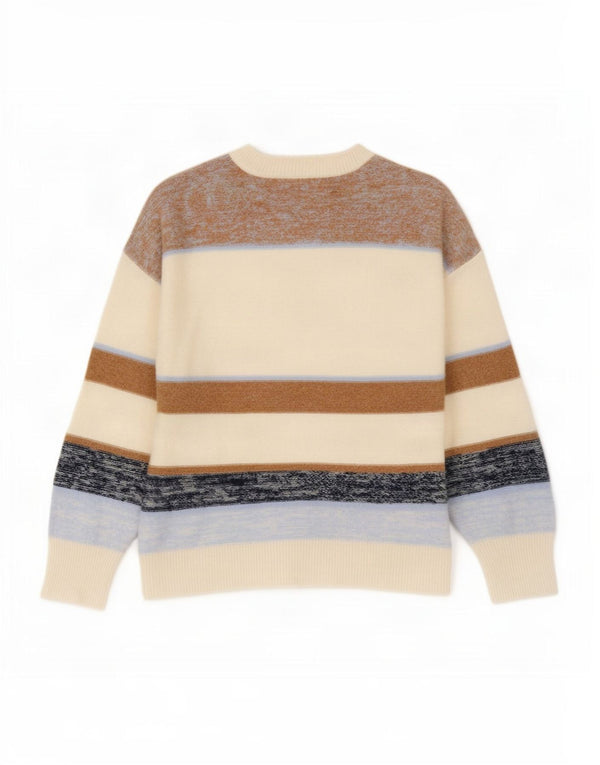 Reiss Mens Crew Neck Jumper Sweater Large Multicoloured Striped Wool