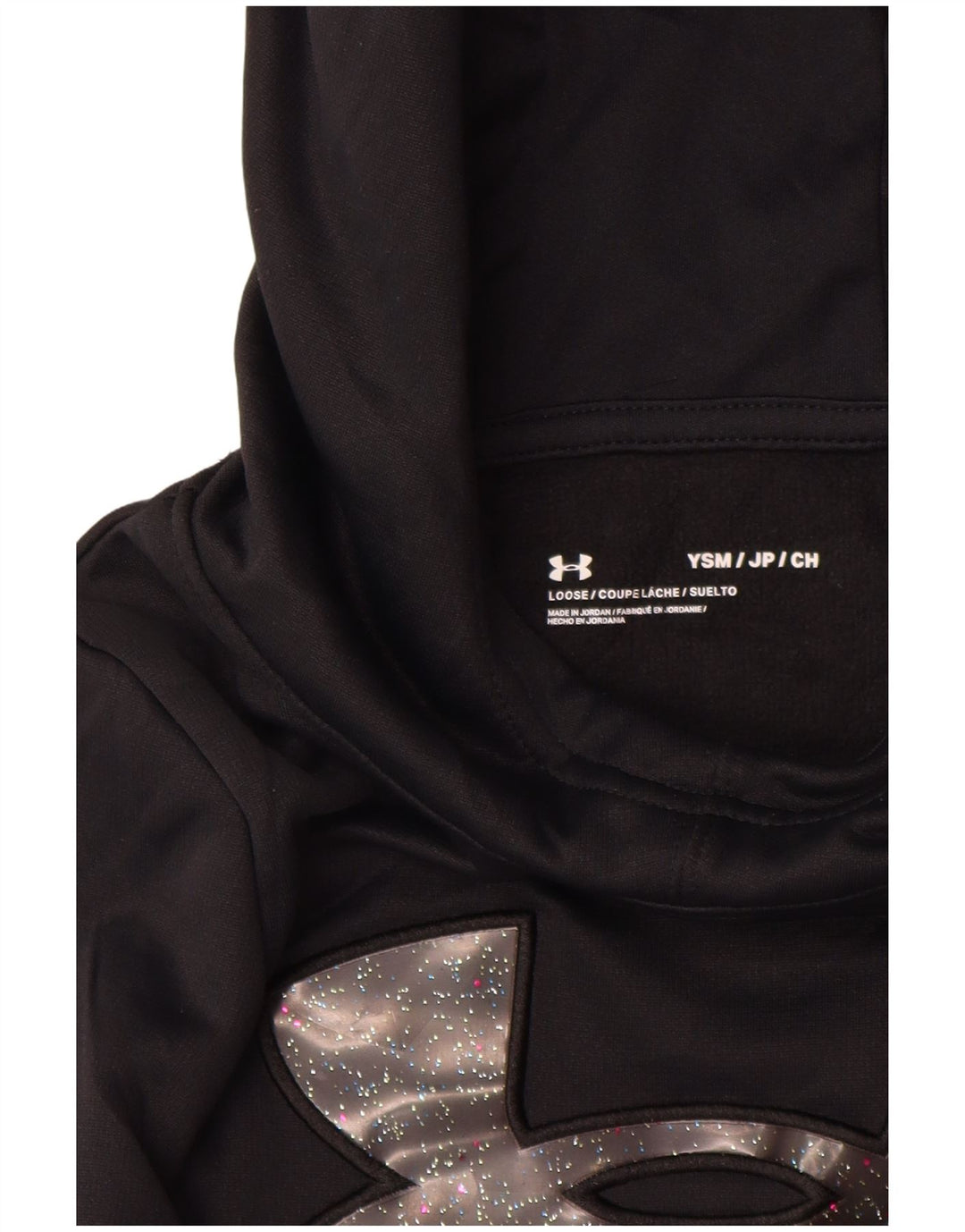 Джемпер с капюшоном UNDER ARMOR для девочек, 7–8 лет, маленький, черный, полиэстер