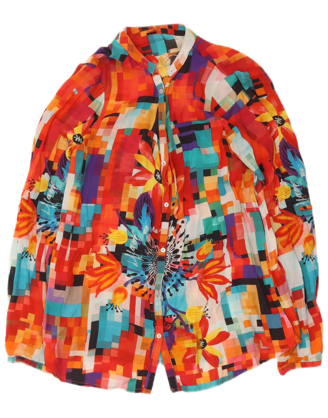 Женская блузка-рубашка с рисунком Desigual UK 12, средний разноцветный геометрический узор