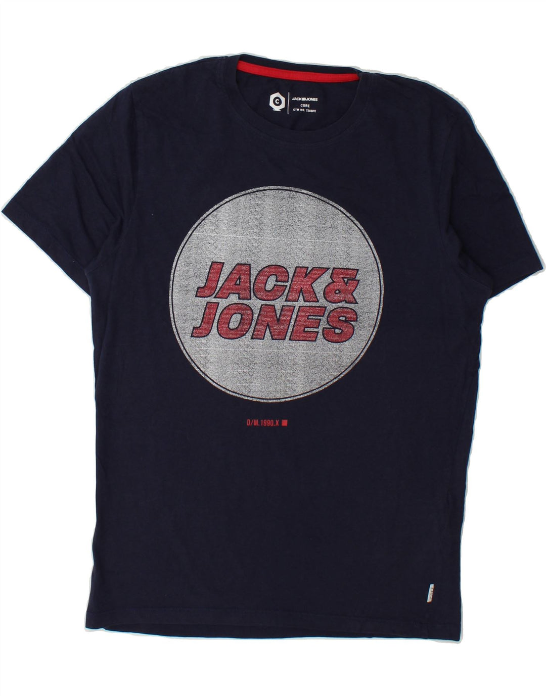 JACK & JONES Mens Graphic T-Shirt Top Medium Navy Blue Cotton Vintage Jack & Jones and Second-Hand Jack & Jones from Messina Hembry 