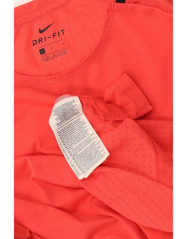 Мужской топ с рисунком Nike Dri Fit с длинным рукавом, большой оранжевый, цветной блок