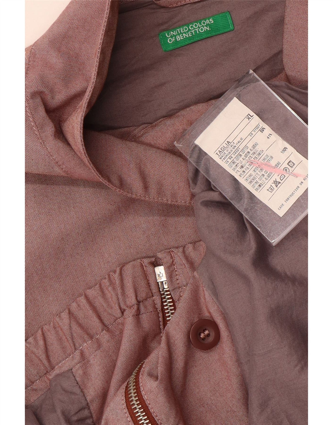 Мужская куртка-бомбер Benetton UK 42 XL Коричневый хлопок