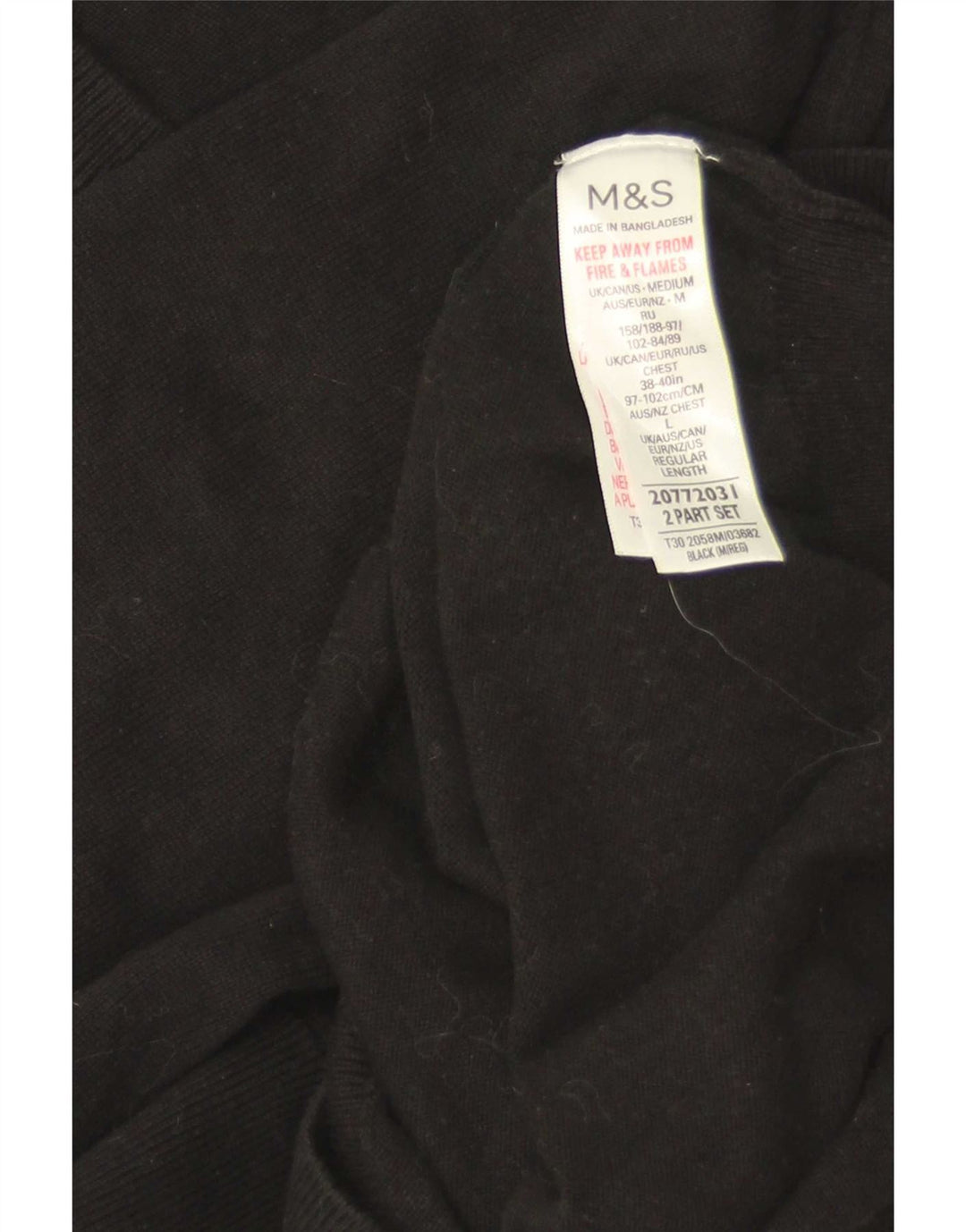 Мужской джемпер с v-образным вырезом Marks & Spencer, средний черный хлопковый свитер