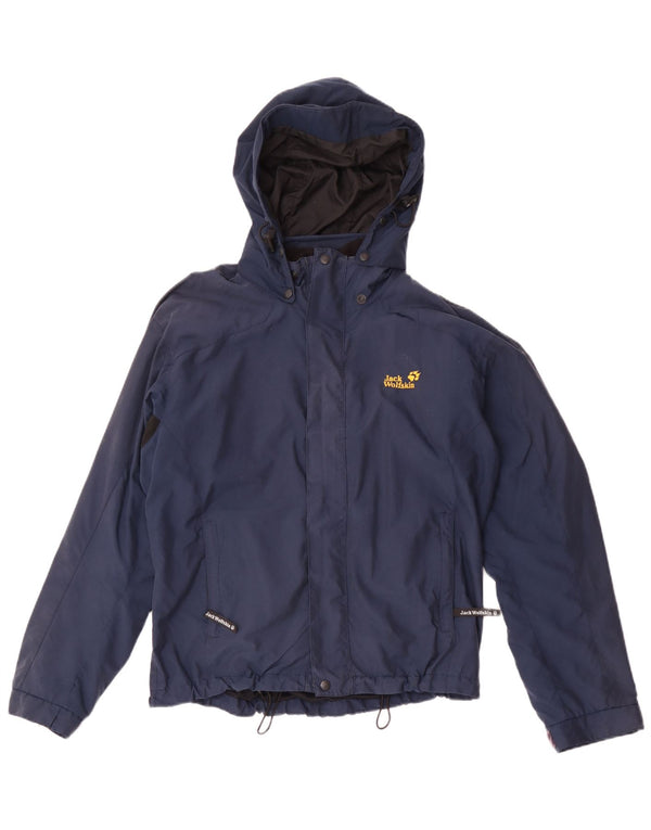Мужская дождевик с капюшоном Jack Wolfskin UK 38, средний темно-синий, цветной блок
