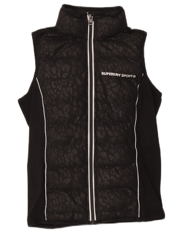 Женский утепленный жилет с графическим рисунком Superdry UK 10, маленький черный с животным принтом