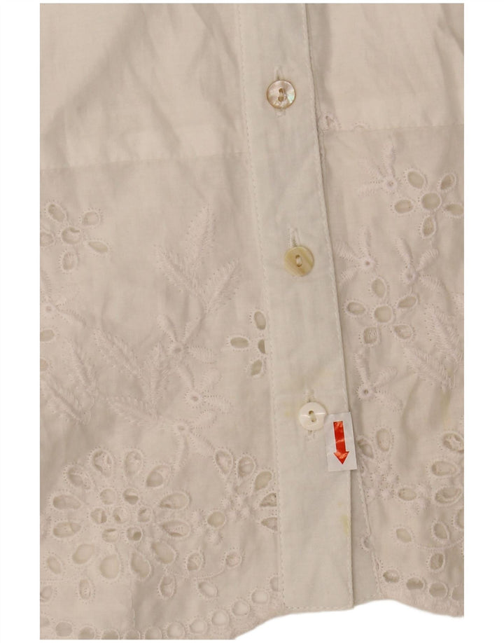 Женская блузка-рубашка с коротким рукавом WAREHOUSE UK 10, маленький размер, белый полиэстер