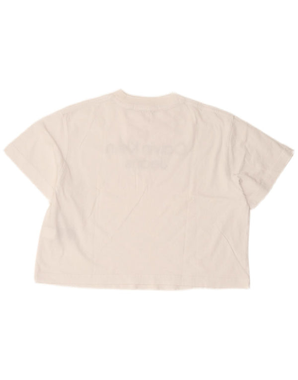 Calvin Klein Jeans Женская укороченная футболка оверсайз с рисунком Top UK 6 XS Белый