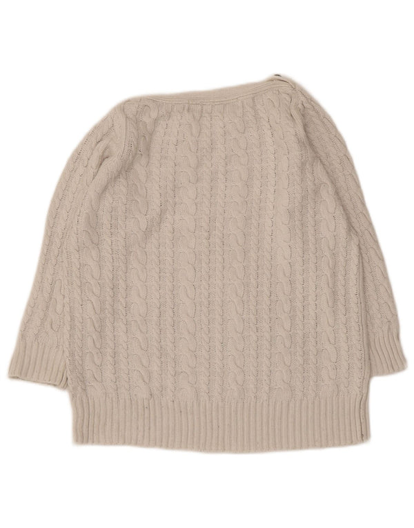Zara Womens Crop 3/4 Sleeve Boat Neck Jumper Sweater UK 14 Large Grey