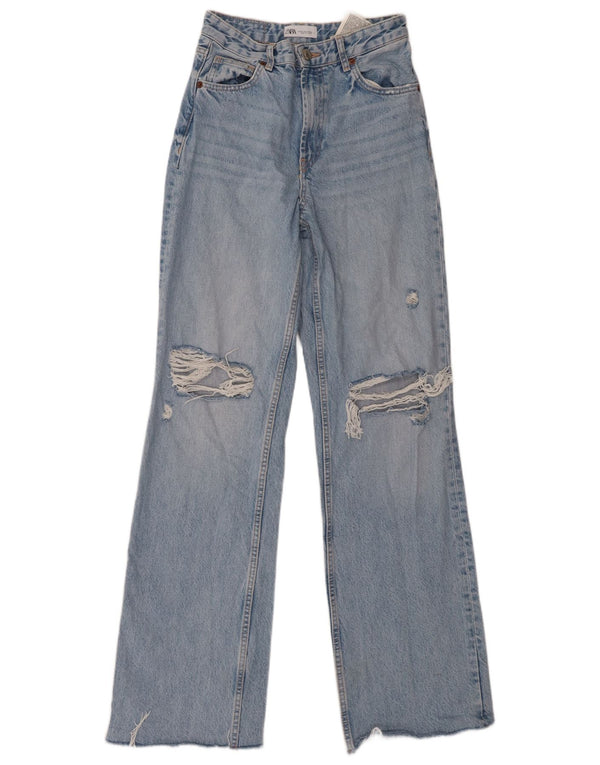 Женские свободные джинсы с высокой талией Zara EU 36 XS W26 L34, синий хлопок