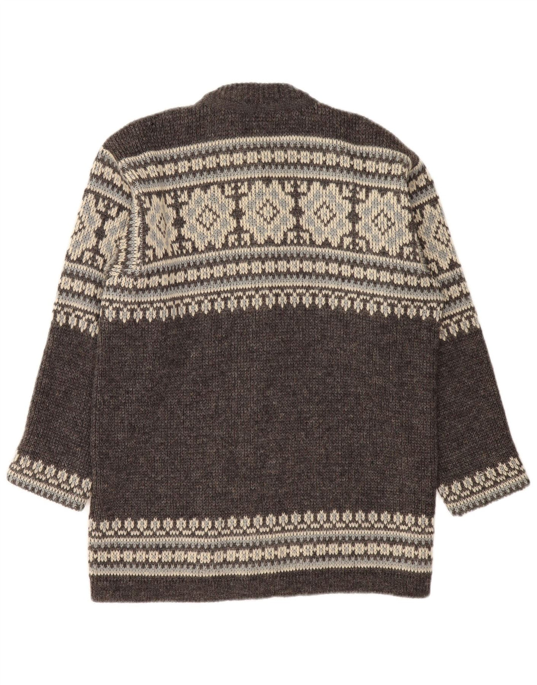 NORDSTRIKK Мужской кардиган-свитер, маленький серый, из натуральной шерсти Fair Isle
