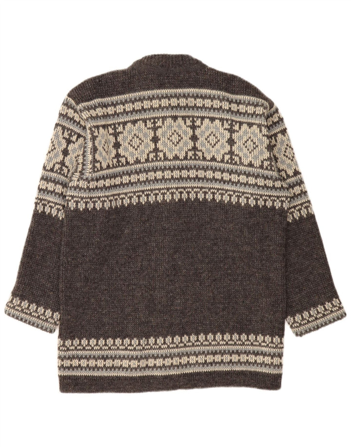 NORDSTRIKK Мужской кардиган-свитер, маленький серый, из натуральной шерсти Fair Isle