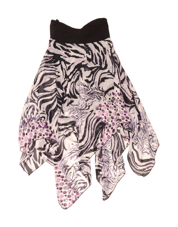 VINTAGE Womens Asymmetrical Skirt Medium W37  Purple Animal Print