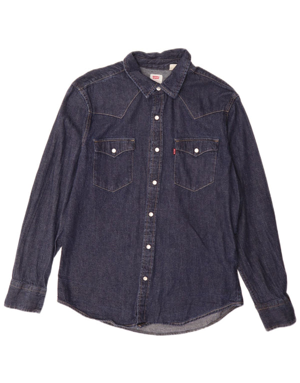Мужская джинсовая рубашка стандартного кроя Levi's среднего синего цвета, классическая
