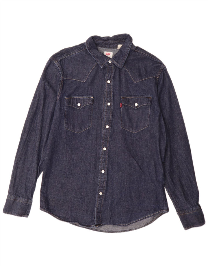 Мужская джинсовая рубашка стандартного кроя Levi's среднего синего цвета, классическая